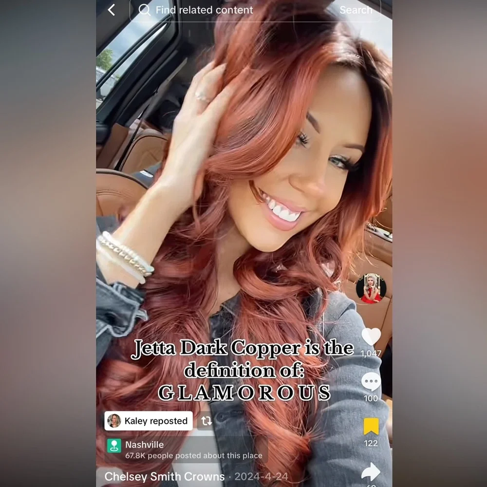 CSC Rich Copper Red Long Wavy Women’s Wig - Picture 5 of 8